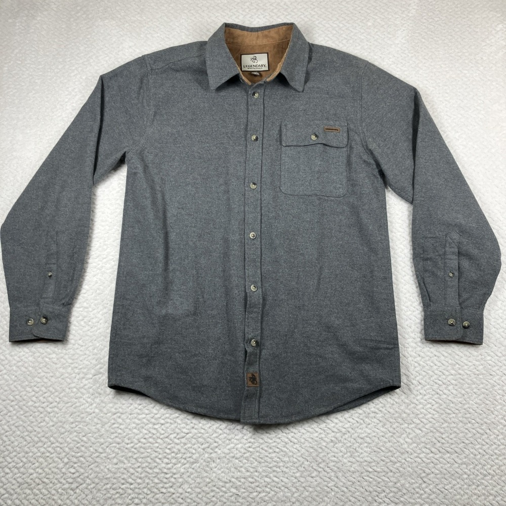 Legendary Whitetails Men's Long Sleeve Button Up Gray Flannel Medium Outdoors